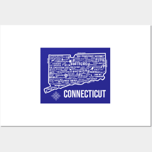 Connecticut Map Posters and Art